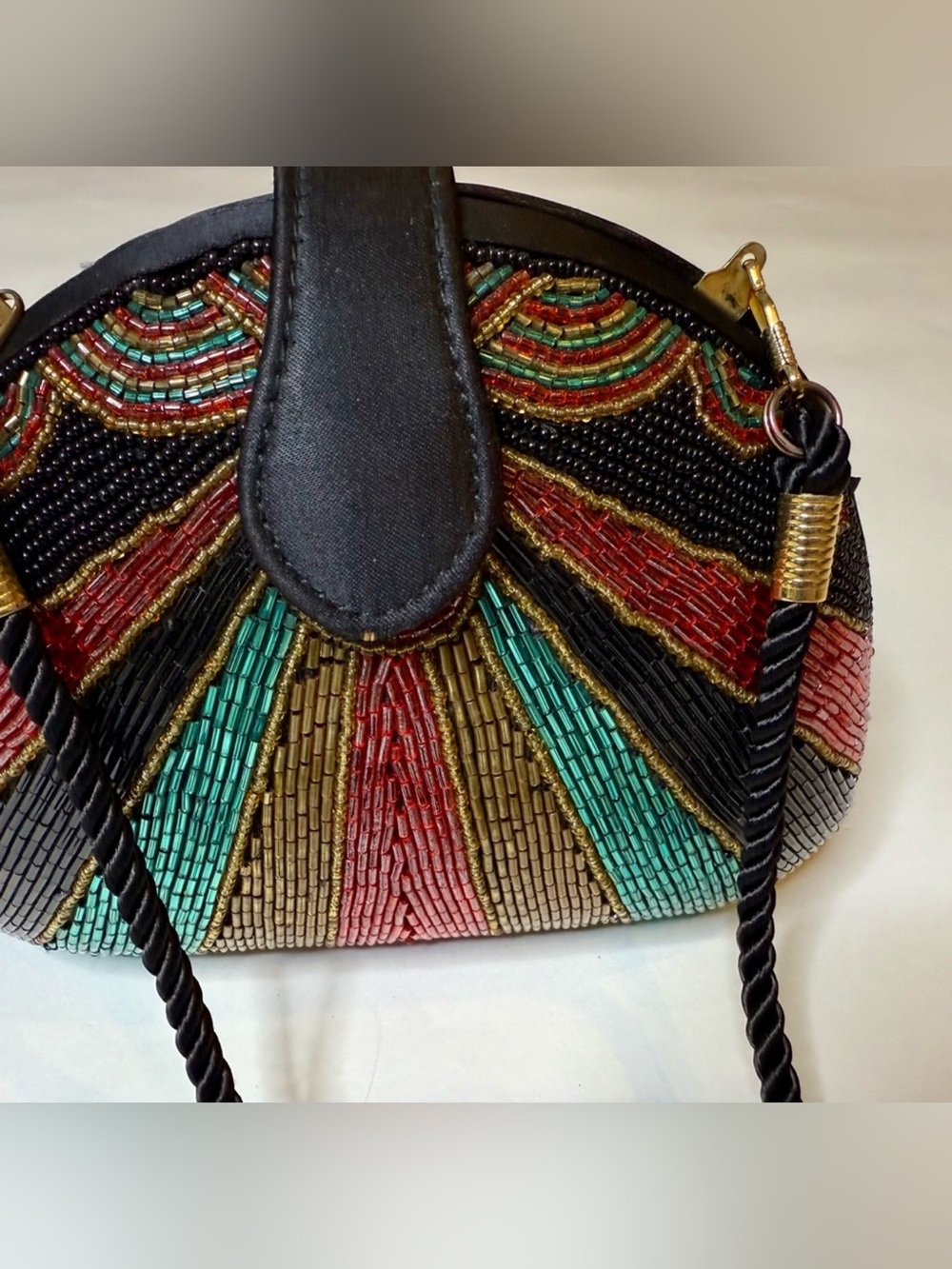 Bob Mackie Black and Multicolor Beaded Clutch